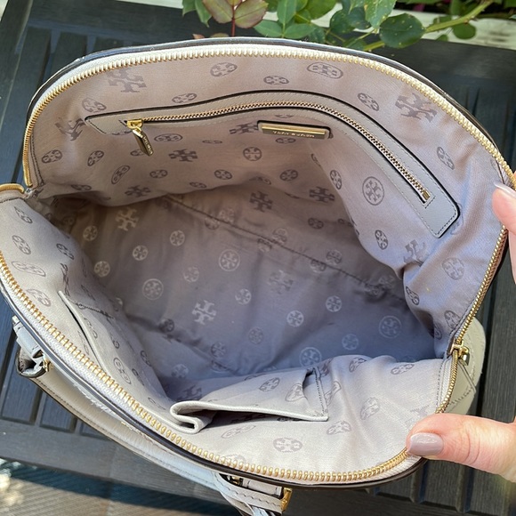 Tory Burch Robinson Stitched Taupe Dome Satchel - Picture 12 of 17